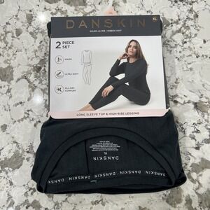 DANSKIN Womens warm layer ribbed knit Long Sleeve Top High-Rise Legging size XL